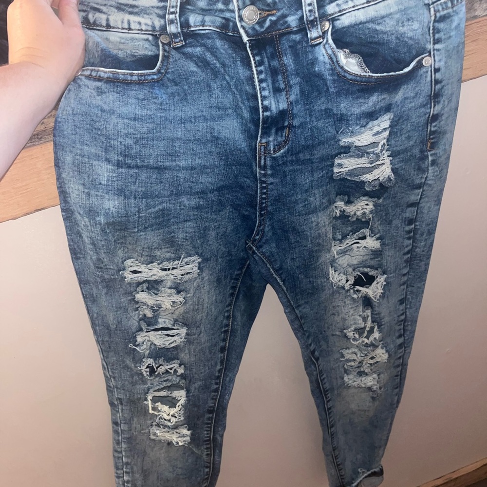 Distressed Blue Jeans